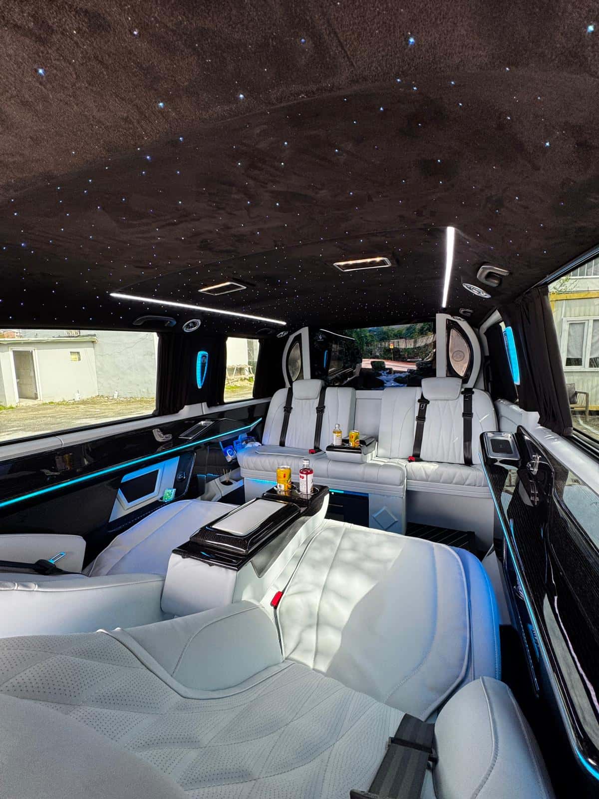 Blue ambient VIP cabin closeup