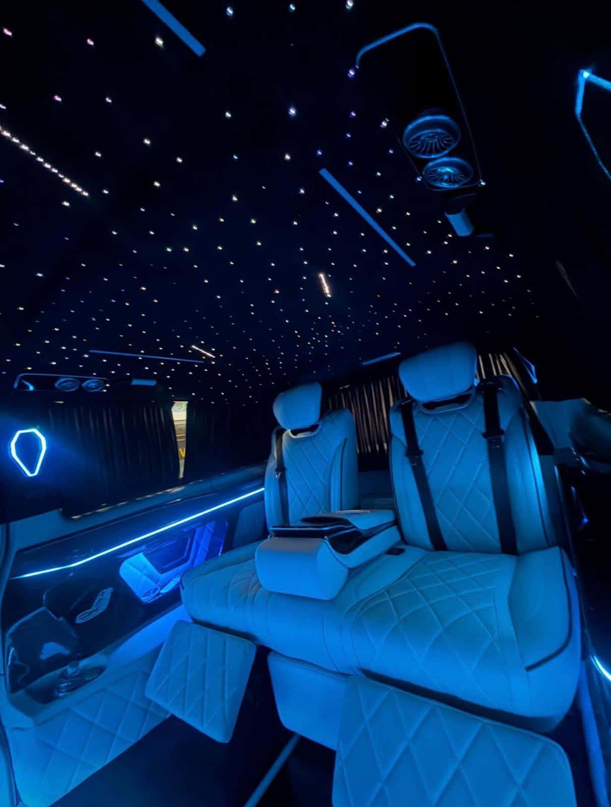 Blue ambient VIP cabin closeup